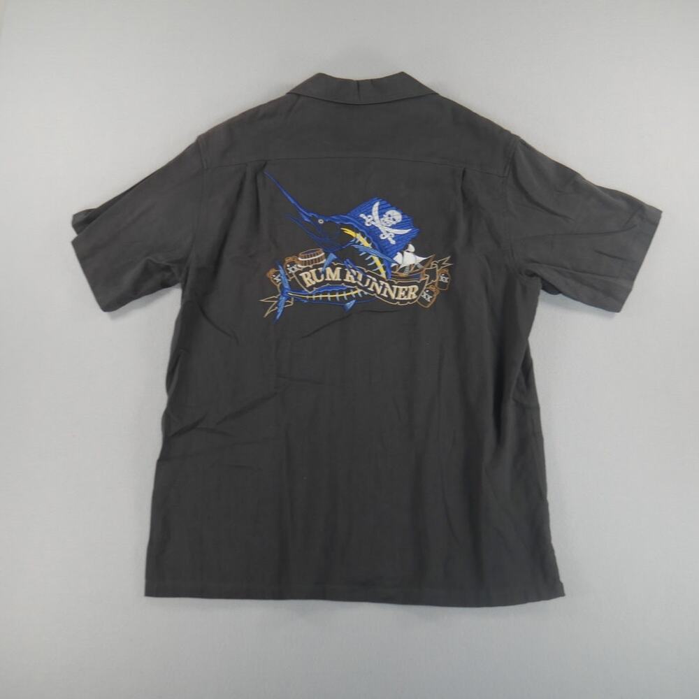 Columbia River Lodge Black Embroidered Marlin Rumrunner Shirt Mens‎ Size Medium